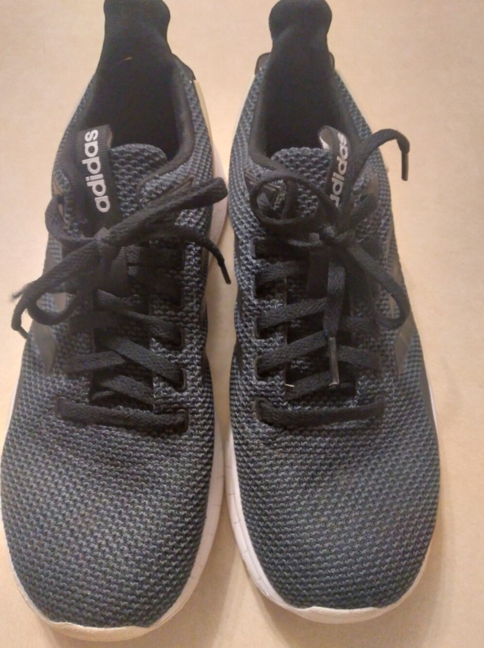adidas Ladies Black Knit Trainer Sneakers with White Sole